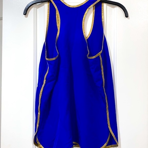 Amanda Uprichard blue & gold trim silk blouse - Picture 5 of 7